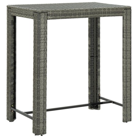 vidaXL Mesa alta para jardín ratán sintético gris 100x60,5x110,5 cm