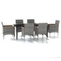 vidaXL Juego de comedor de jardín 7 piezas con cojines gris y negro vidaXL Juego de comedor de jardín 7 piezas con cojines gris y negro