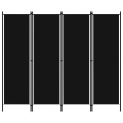 vidaXL Biombo divisor de 4 paneles negro 200x180 cm  