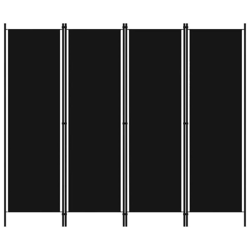 vidaXL Biombo divisor de 4 paneles negro 200x180 cm vidaXL Biombo divisor de 4 paneles negro 200x180 cm