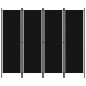 vidaXL Biombo divisor de 4 paneles negro 200x180 cm vidaXL Biombo divisor de 4 paneles negro 200x180 cm