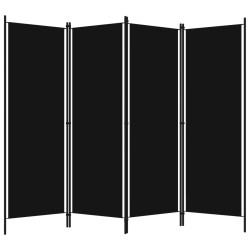 vidaXL Biombo divisor de 4 paneles negro 200x180 cm  