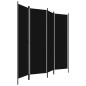 vidaXL Biombo divisor de 4 paneles negro 200x180 cm vidaXL Biombo divisor de 4 paneles negro 200x180 cm