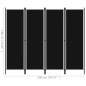 vidaXL Biombo divisor de 4 paneles negro 200x180 cm vidaXL Biombo divisor de 4 paneles negro 200x180 cm