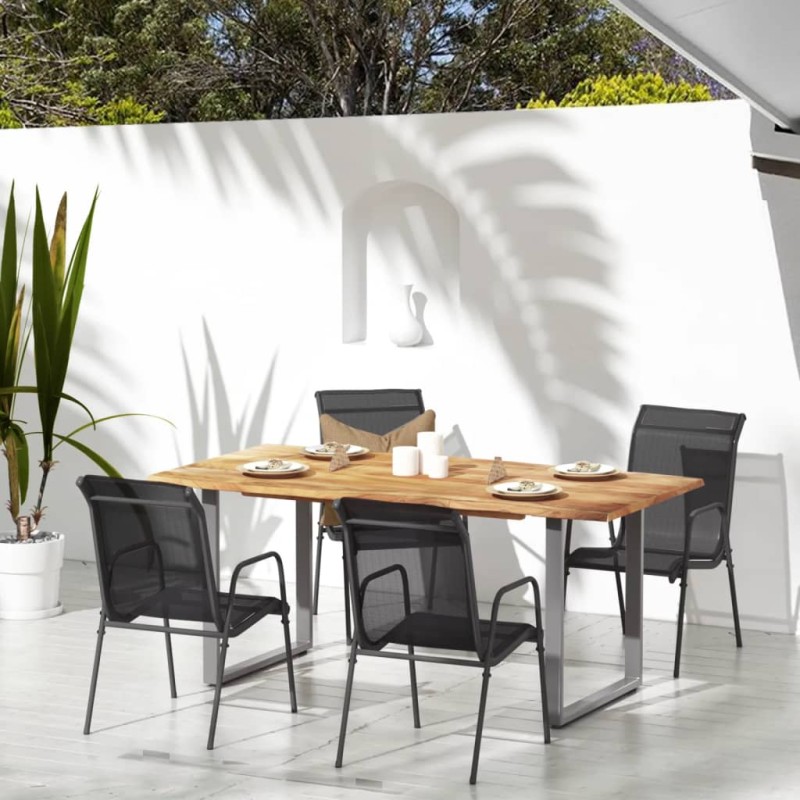 vidaXL Sillas de jardín 4 unidades acero y textilene negro vidaXL Sillas de jardín 4 unidades acero y textilene negro