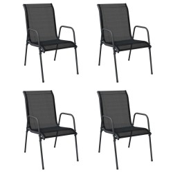 vidaXL Sillas de jardín 4 unidades acero y textilene negro