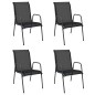 vidaXL Sillas de jardín 4 unidades acero y textilene negro vidaXL Sillas de jardín 4 unidades acero y textilene negro