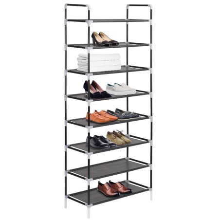 vidaXL Zapatero con 8 estantes de metal y textil no tejido negro