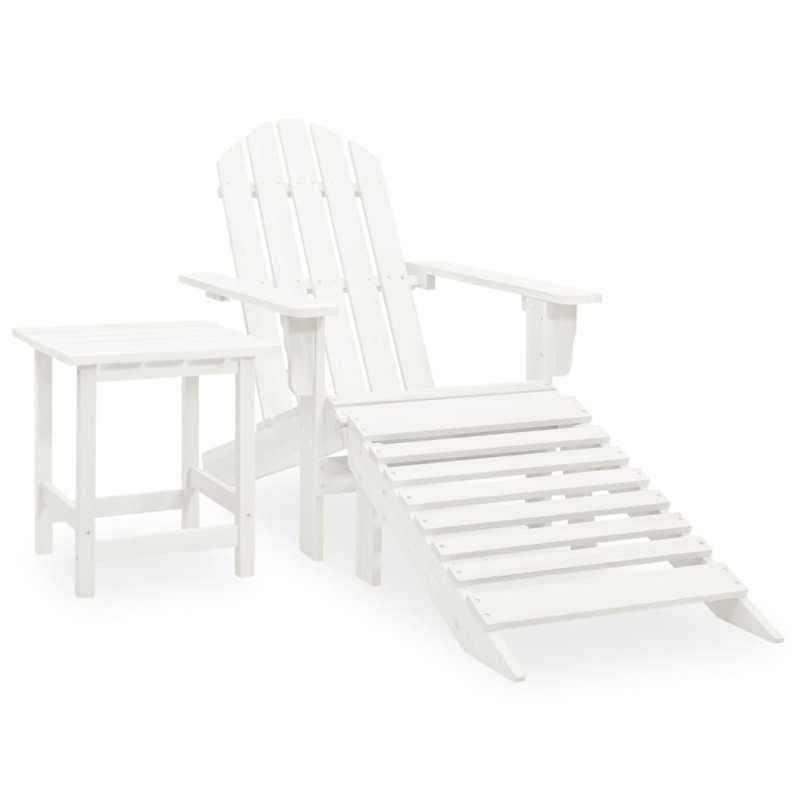vidaXL Silla con otomana y mesa jardín Adirondack macizo abeto blanco vidaXL Silla con otomana y mesa jardín Adirondack macizo abeto blanco