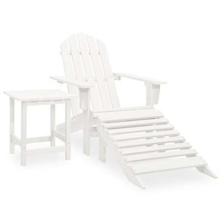 vidaXL Silla con otomana y mesa jardín Adirondack macizo abeto blanco