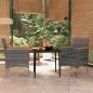 vidaXL Juego de comedor de jardín 3 piezas con cojines gris y negro vidaXL Juego de comedor de jardín 3 piezas con cojines gris y negro
