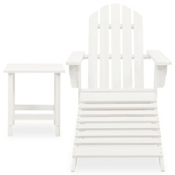 vidaXL Silla con otomana y mesa jardín Adirondack macizo abeto blanco