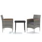 vidaXL Juego de comedor de jardín 3 piezas con cojines gris y negro vidaXL Juego de comedor de jardín 3 piezas con cojines gris y negro