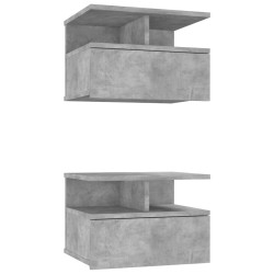 vidaXL Mesita noche flotante 2 uds aglomerado gris hormigón 40x31x27cm