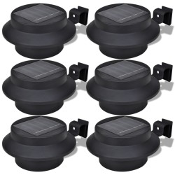 vidaXL Set de lámparas solares de exterior para valla 6 piezas negro 