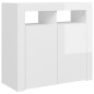 vidaXL Aparador con luces LED blanco brillante 80x35x75 cm