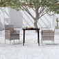 vidaXL Juego de comedor de jardín 3 piezas con cojines gris y negro vidaXL Juego de comedor de jardín 3 piezas con cojines gris y negro