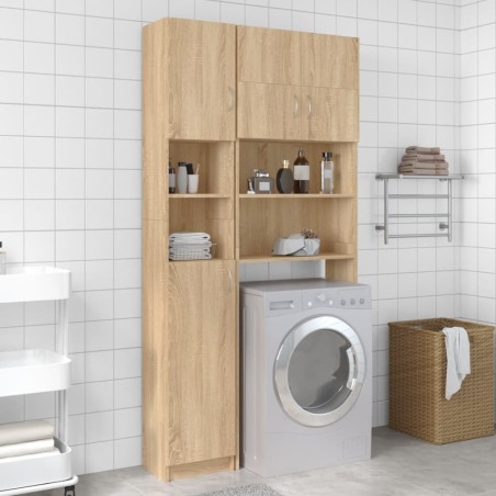vidaXL Armario baño madera contrachapada color roble 32x25,5x190 cm