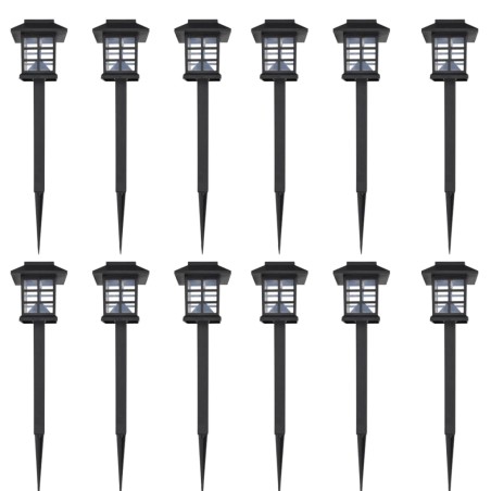 vidaXL Juego de lámparas solares 12 unidades con estacas 8,6x8,6x38 cm