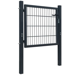 vidaXL Puerta de valla metálica acero gris antracita 105x150 cm