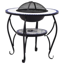 vidaXl Brasero de mosaico cerámica azul y blanco 68 cm
