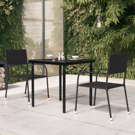 vidaXL Mesa de comedor de jardín acero y vidrio negra 80x80x74 cm