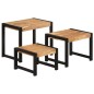 vidaXL Mesas apilables 3 uds madera maciza con acabado de sheesham