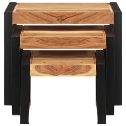 vidaXL Mesas apilables 3 uds madera maciza con acabado de sheesham