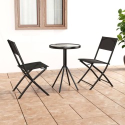 vidaXL Mesa y sillas de bistró 3 piezas acero negro