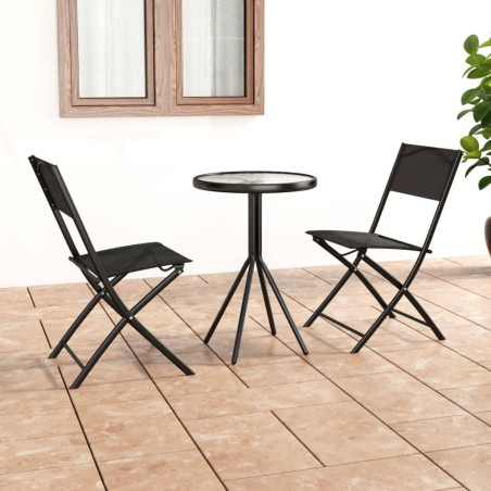 vidaXL Mesa y sillas de bistró 3 piezas acero negro