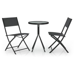 vidaXL Mesa y sillas de bistró 3 piezas acero negro