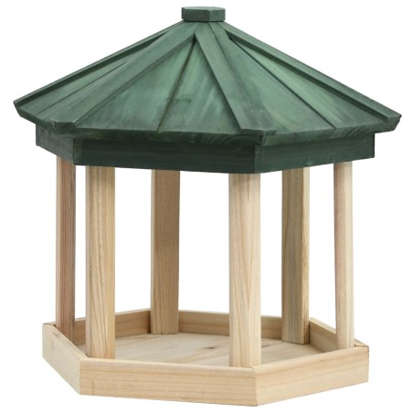 vidaXL Comedero para pájaros octogonal madera maciza de abeto 33x30 cm