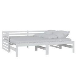 vidaXL Sofá cama extraíble madera maciza de pino blanco 2x(90x200) cm