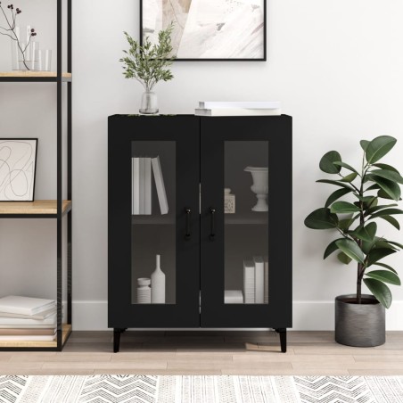 vidaXL Aparador de madera de ingeniería negro 69,5x34x90 cm