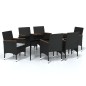vidaXL Juego de comedor de jardín 7 piezas con cojines negro vidaXL Juego de comedor de jardín 7 piezas con cojines negro