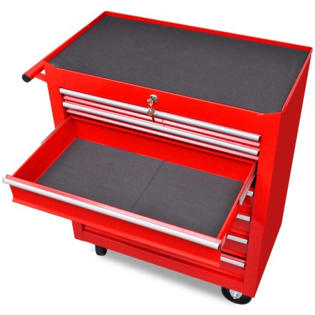 vidaXL Carrito caja de herramientas 7 cajones rojo  
