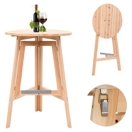 vidaXL Mesa de bar plegable de madera de abeto 78 cm