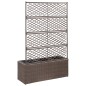 vidaXL Enrejado y arriate 3 macetas ratán sintético marrón 83x30x130cm vidaXL Enrejado y arriate 3 macetas ratán sintético marrón 83x30x130cm