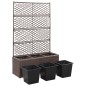 vidaXL Enrejado y arriate 3 macetas ratán sintético marrón 83x30x130cm vidaXL Enrejado y arriate 3 macetas ratán sintético marrón 83x30x130cm