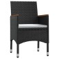 vidaXL Juego de comedor de jardín 7 piezas con cojines negro