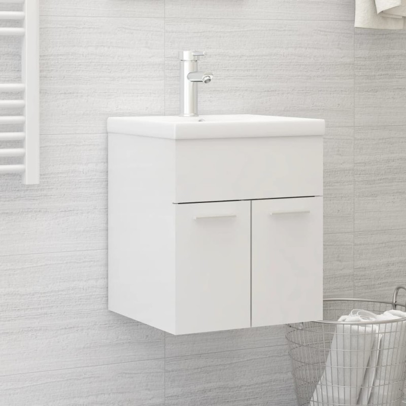 vidaXL Armario para lavabo contrachapada blanco brillo 41x38,5x46 cm vidaXL Armario para lavabo contrachapada blanco brillo 41x38,5x46 cm
