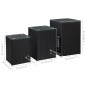 vidaXL Mesas auxiliares 3 pzas superficie vidrio ratán sintético negro vidaXL Mesas auxiliares 3 pzas superficie vidrio ratán sintético negro