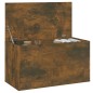 vidaXL Baúl almacenaje madera contrachapada roble ahumado 84x42x46 cm vidaXL Baúl almacenaje madera contrachapada roble ahumado 84x42x46 cm