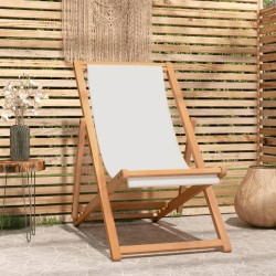vidaXL Tumbona de teca 56x105x96 cm color crema