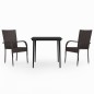 vidaXL Juego de comedor de jardín 3 piezas marrón y negro vidaXL Juego de comedor de jardín 3 piezas marrón y negro
