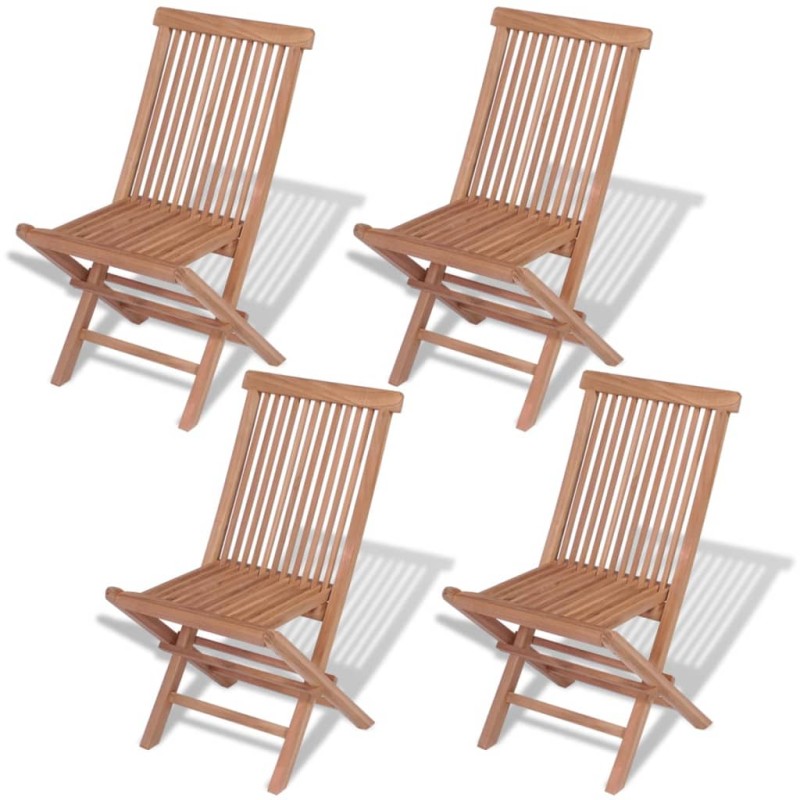 vidaXL Sillas de jardín plegables 4 unidades madera maciza de teca vidaXL Sillas de jardín plegables 4 unidades madera maciza de teca