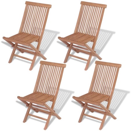 vidaXL Sillas de jardín plegables 4 unidades madera maciza de teca 