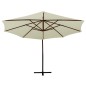 vidaXL Sombrilla colgante con poste de madera blanco arena 350cm