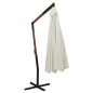 vidaXL Sombrilla colgante con poste de madera blanco arena 350cm