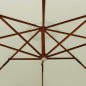 vidaXL Sombrilla colgante con poste de madera blanco arena 350cm